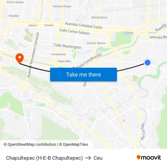 Chapultepec (H-E-B Chapultepec) to Ceu map