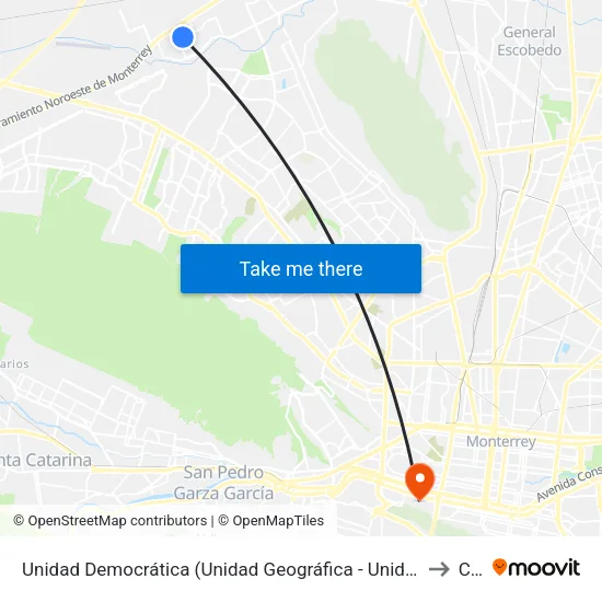Unidad Democrática (Unidad Geográfica - Unidad Americana) to Ceu map