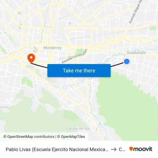 Pablo Livas (Escuela Ejercito Nacional Mexicano) to Ceu map