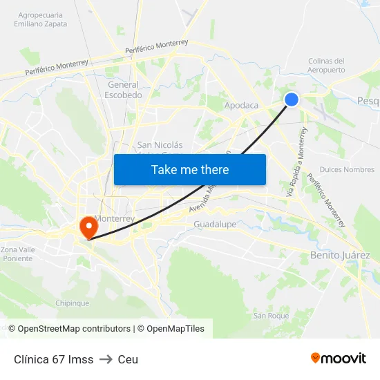Clínica 67 Imss to Ceu map