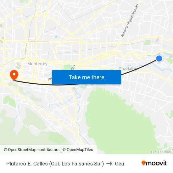 Plutarco E. Calles (Col. Los Faisanes Sur) to Ceu map