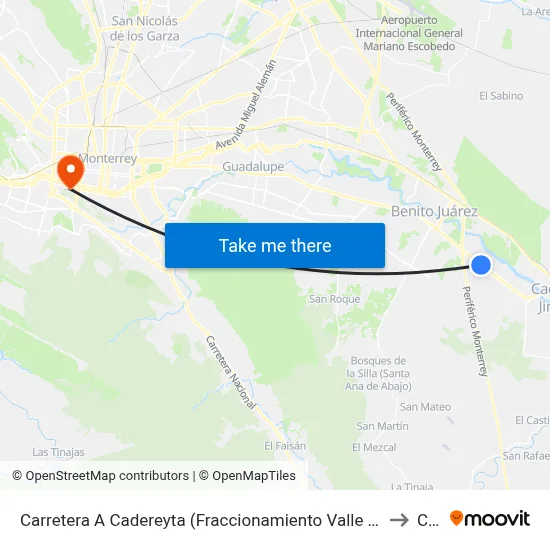 Carretera A Cadereyta (Fraccionamiento Valle Del Roble) to Ceu map