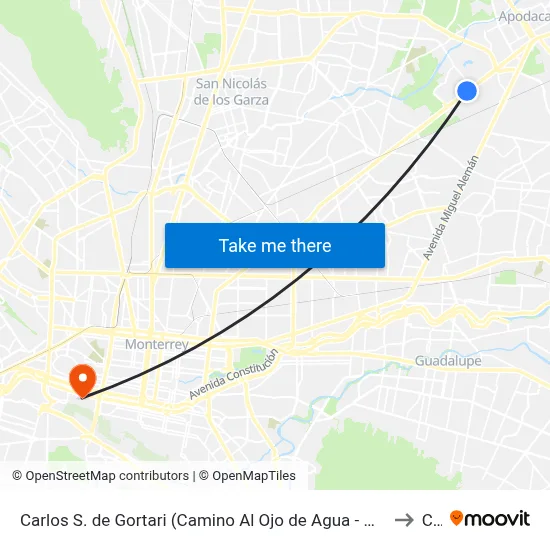 Carlos S. de Gortari (Camino Al Ojo de Agua - Hacienda San Francisco) to Ceu map