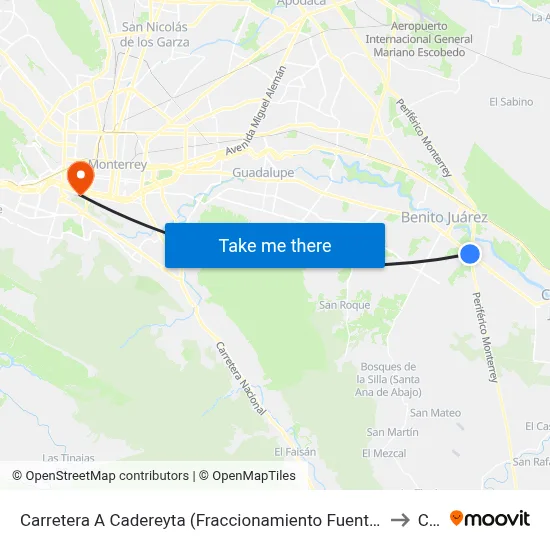 Carretera A Cadereyta (Fraccionamiento Fuente de Piedra) to Ceu map