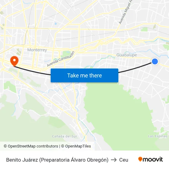 Benito Juárez (Preparatoria Álvaro Obregón) to Ceu map