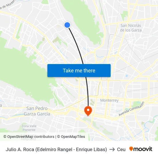 Julio A. Roca (Edelmiro Rangel - Enrique Libas) to Ceu map