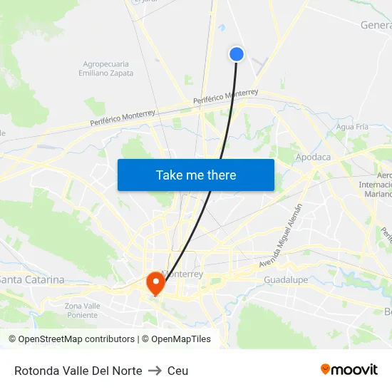 Rotonda Valle Del Norte to Ceu map