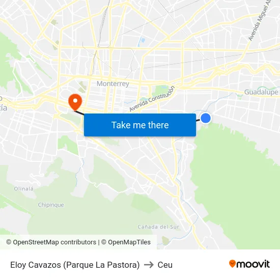 Eloy Cavazos (Parque La Pastora) to Ceu map