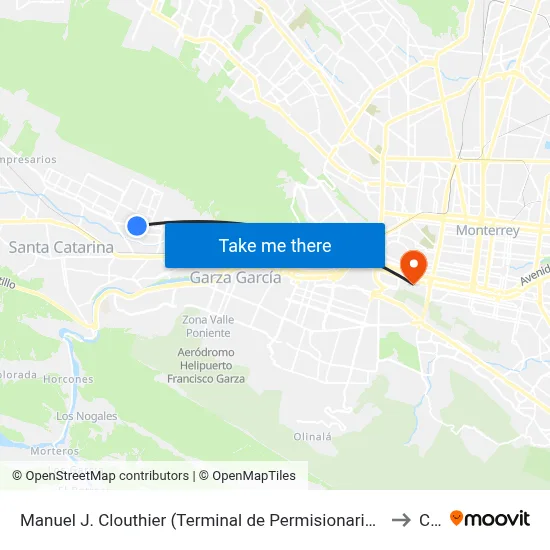 Manuel J. Clouthier (Terminal de Permisionarios Del Poniente) to Ceu map