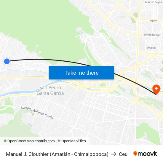 Manuel J. Clouthier (Amatlán - Chimalpopoca) to Ceu map