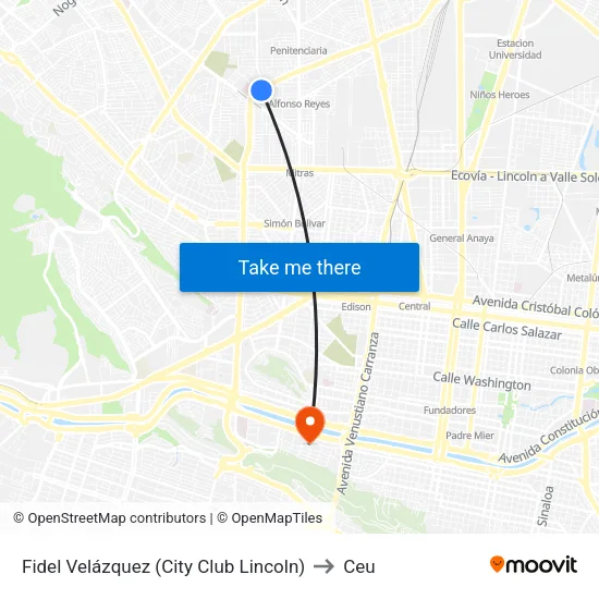 Fidel Velázquez (City Club Lincoln) to Ceu map