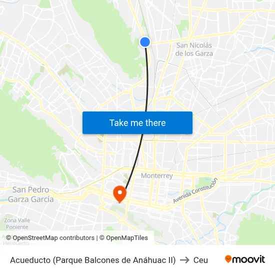 Acueducto (Parque Balcones de Anáhuac II) to Ceu map