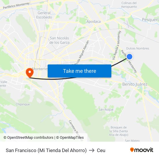 San Francisco (Mi Tienda Del Ahorro) to Ceu map
