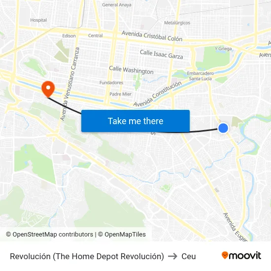 Revolución (The Home Depot Revolución) to Ceu map
