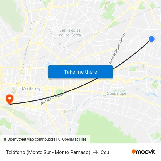 Teléfono (Monte Sur - Monte Parnaso) to Ceu map