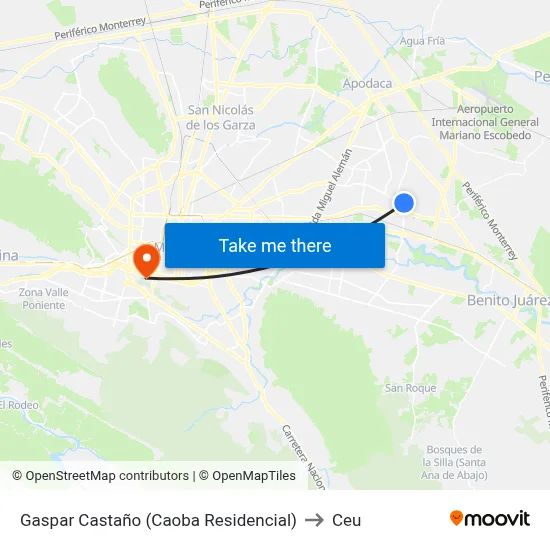 Gaspar Castaño (Caoba Residencial) to Ceu map