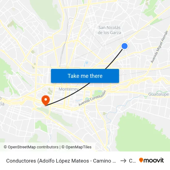 Conductores (Adolfo López Mateos - Camino A Apodaca) to Ceu map