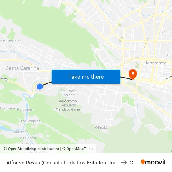 Alfonso Reyes (Consulado de Los Estados Unidos) to Ceu map