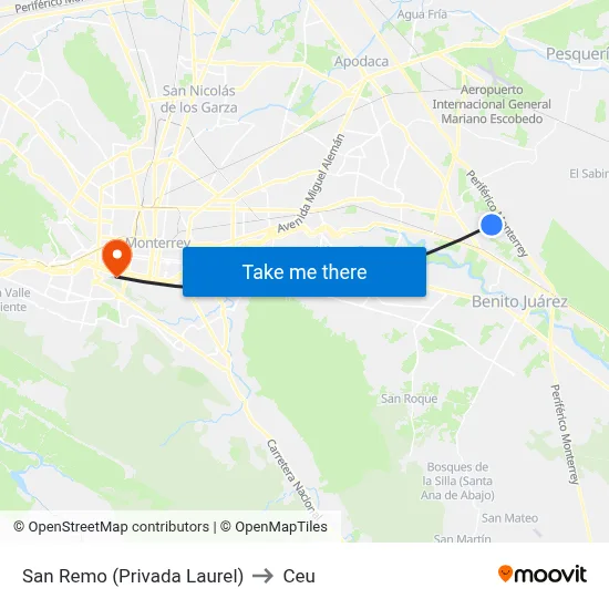 San Remo (Privada Laurel) to Ceu map