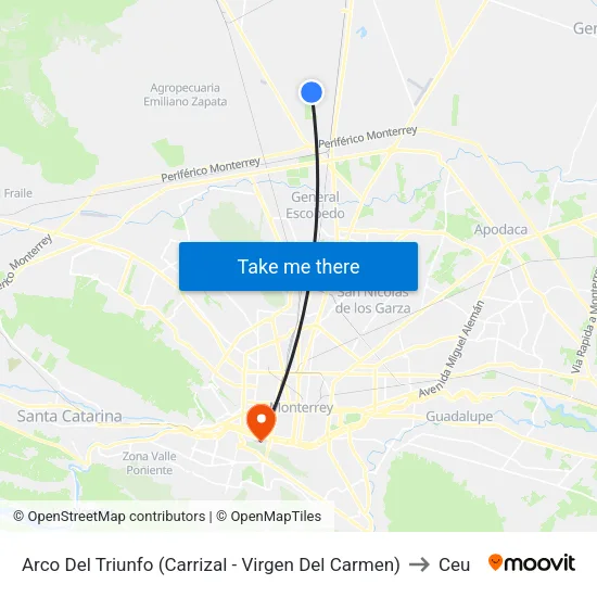 Arco Del Triunfo (Carrizal - Virgen Del Carmen) to Ceu map