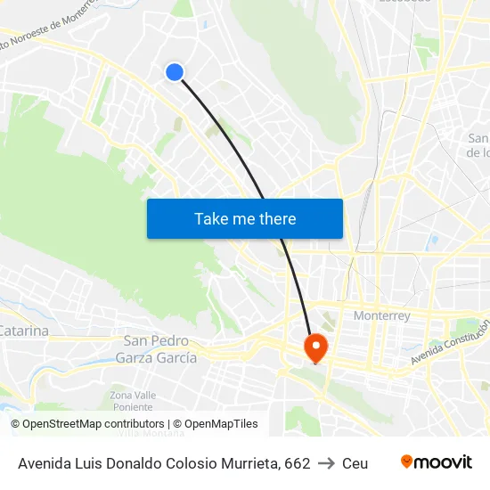 Avenida Luis Donaldo Colosio Murrieta, 662 to Ceu map