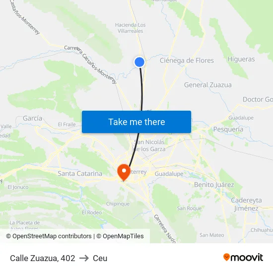 Calle Zuazua, 402 to Ceu map