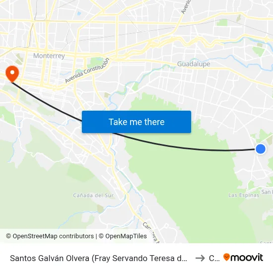 Santos Galván Olvera (Fray Servando Teresa de Mier - Los Fresnos) to Ceu map