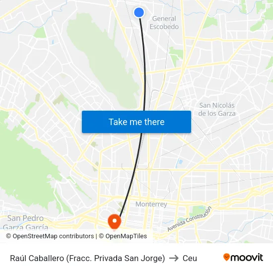Raúl Caballero (Fracc. Privada San Jorge) to Ceu map