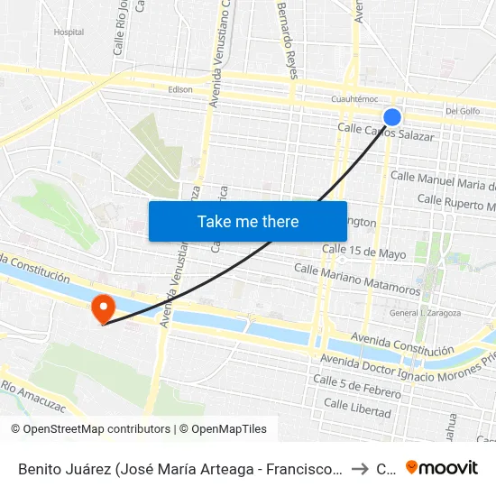 Benito Juárez (José María Arteaga - Francisco I. Madero) to Ceu map