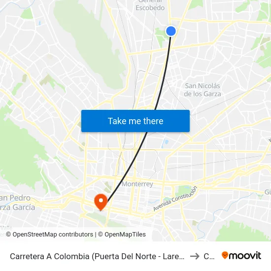 Carretera A Colombia (Puerta Del Norte - Laredo) to Ceu map