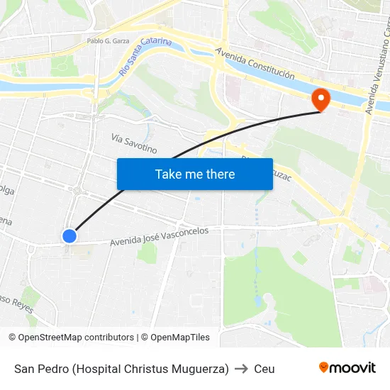 San Pedro (Hospital Christus Muguerza) to Ceu map