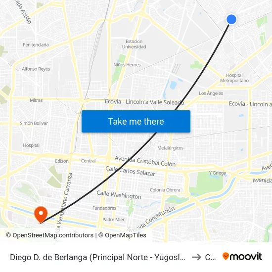 Diego D. de Berlanga (Principal Norte - Yugoslavos) to Ceu map