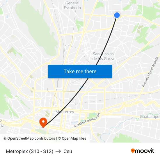 Metroplex (S10 - S12) to Ceu map