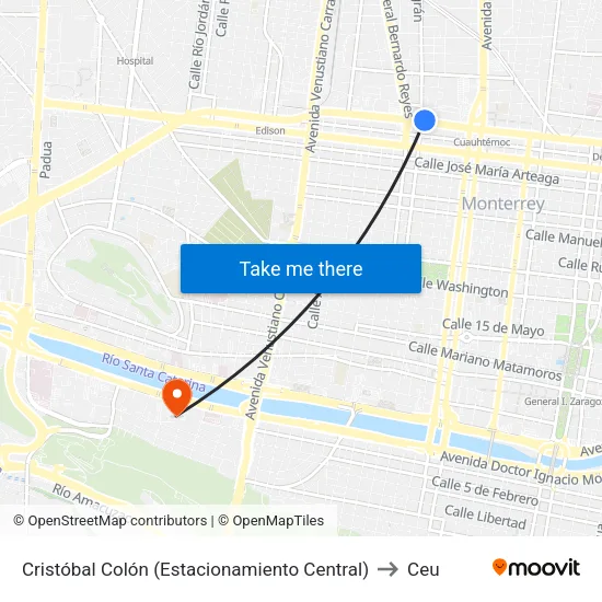 Cristóbal Colón (Estacionamiento Central) to Ceu map
