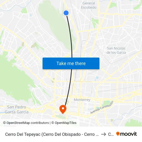 Cerro Del Tepeyac (Cerro Del Obispado - Cerro La Esperanza) to Ceu map