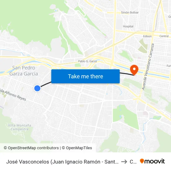 José Vasconcelos (Juan Ignacio Ramón - Santa Bárbara) to Ceu map