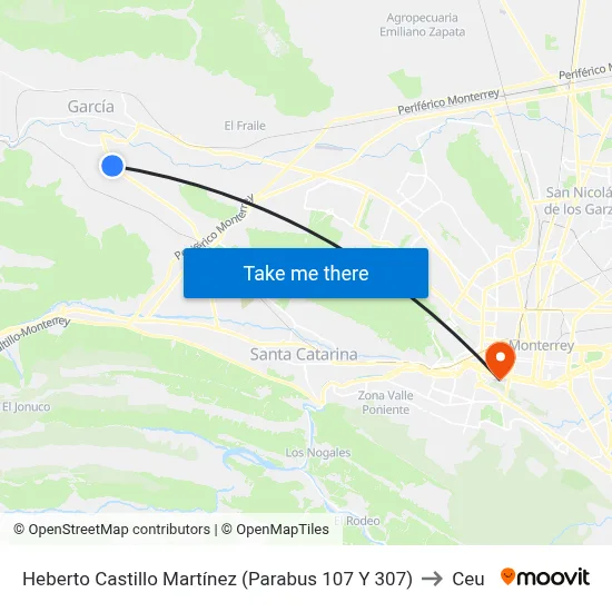 Heberto Castillo Martínez (Parabus 107 Y 307) to Ceu map
