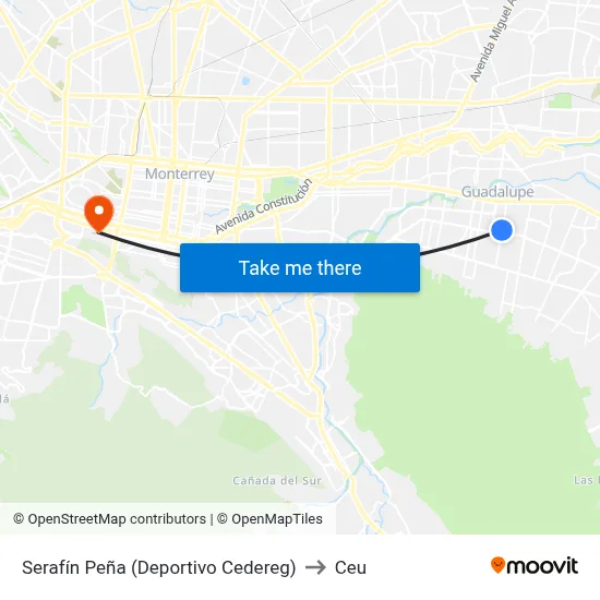 Serafín Peña (Deportivo Cedereg) to Ceu map