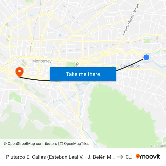 Plutarco E. Calles (Esteban Leal V. - J. Belén Mendoza) to Ceu map