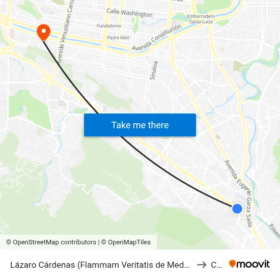 Lázaro Cárdenas (Flammam Veritatis de Mederos) to Ceu map