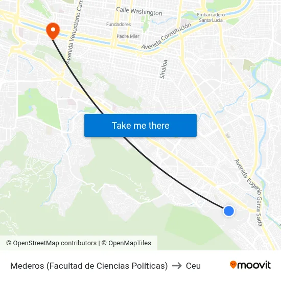 Mederos (Facultad de Ciencias Políticas) to Ceu map