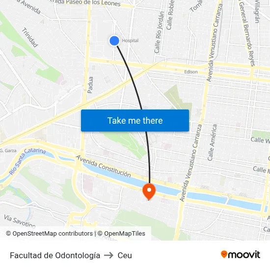 Facultad de Odontología to Ceu map