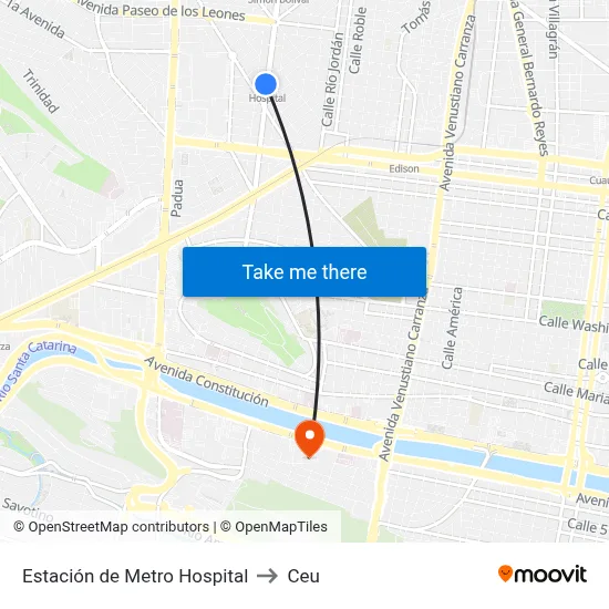 Estación de Metro Hospital to Ceu map