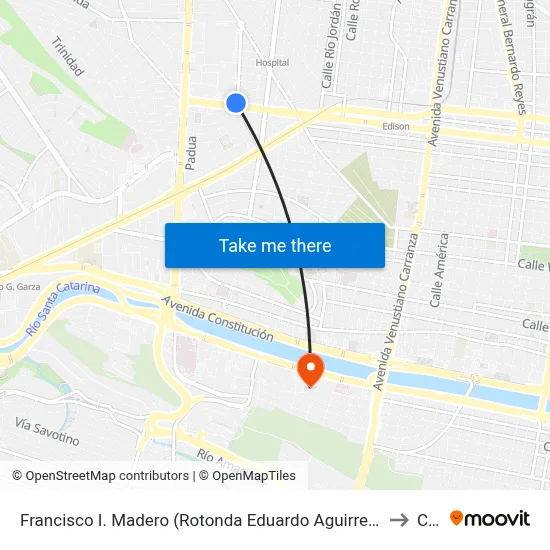 Francisco I. Madero (Rotonda Eduardo Aguirre Pequeño) to Ceu map