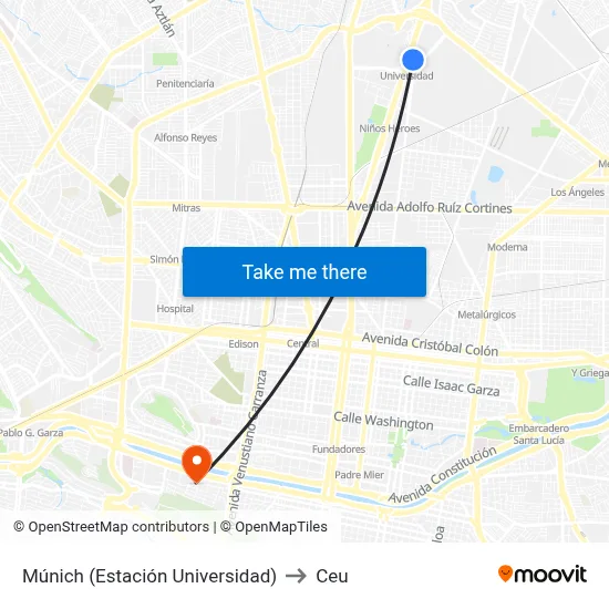Múnich (Estación Universidad) to Ceu map