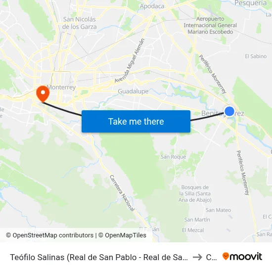 Teófilo Salinas (Real de San Pablo - Real de San Hilario) to Ceu map