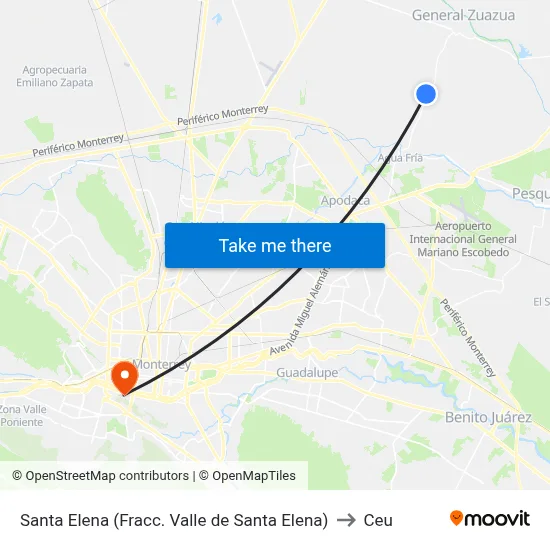 Santa Elena (Fracc. Valle de Santa Elena) to Ceu map