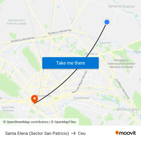 Santa Elena (Sector San Patricio) to Ceu map