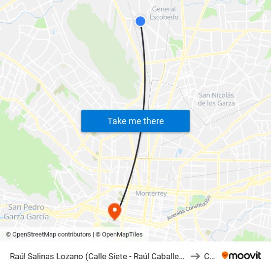 Raúl Salinas Lozano (Calle Siete - Raúl Caballero) to Ceu map