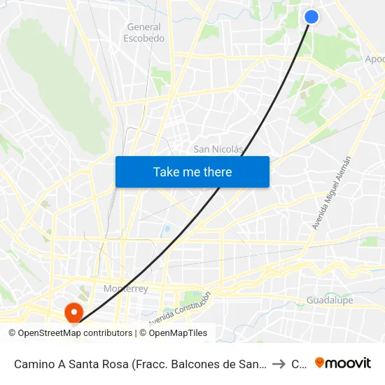 Camino A Santa Rosa (Fracc. Balcones de Santa Rosa) to Ceu map